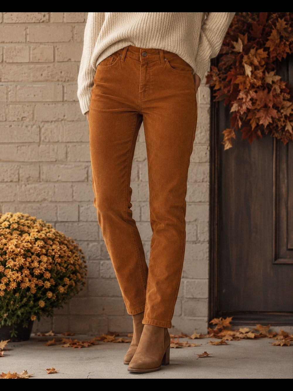 Cello Women’s Size 7 Cognac Brown Corduroy Straight Leg Pants Fall